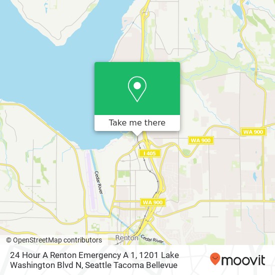 24 Hour A Renton Emergency A 1, 1201 Lake Washington Blvd N map