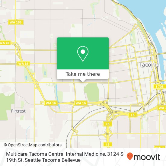 Mapa de Multicare Tacoma Central Internal Medicine, 3124 S 19th St