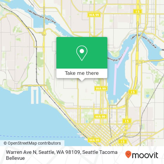 Mapa de Warren Ave N, Seattle, WA 98109