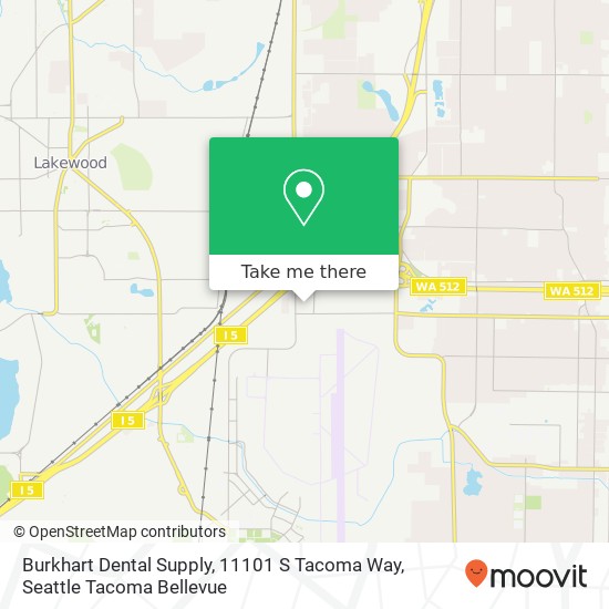 Mapa de Burkhart Dental Supply, 11101 S Tacoma Way