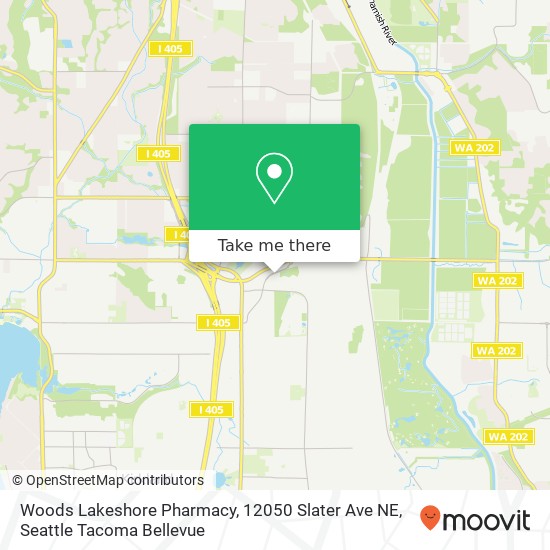 Mapa de Woods Lakeshore Pharmacy, 12050 Slater Ave NE