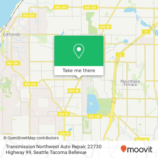 Transmission Northwest Auto Repair, 22730 Highway 99 map