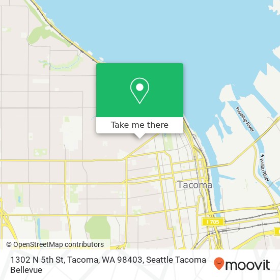Mapa de 1302 N 5th St, Tacoma, WA 98403