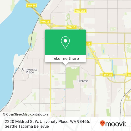 Mapa de 2220 Mildred St W, University Place, WA 98466
