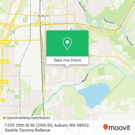 Mapa de 1205 29th St SE (29th St), Auburn, WA 98002