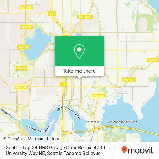 Mapa de Seattle Top 24 HRS Garage Door Repair, 4730 University Way NE