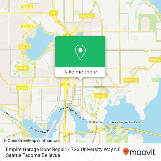 Mapa de Empire Garage Door Repair, 4723 University Way NE