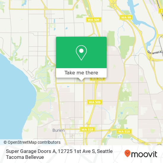 Mapa de Super Garage Doors A, 12725 1st Ave S