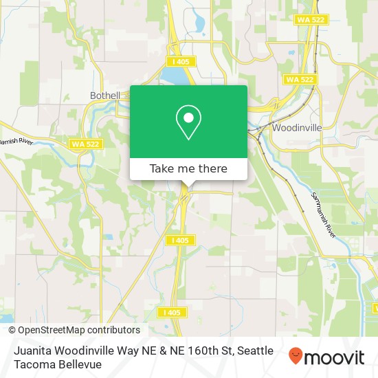 Juanita Woodinville Way NE & NE 160th St map