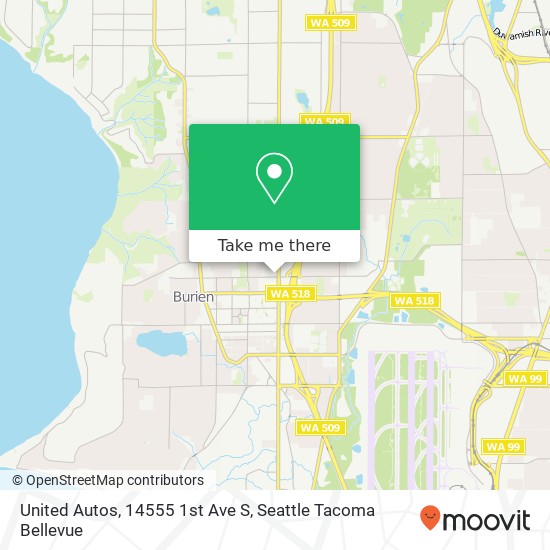 Mapa de United Autos, 14555 1st Ave S