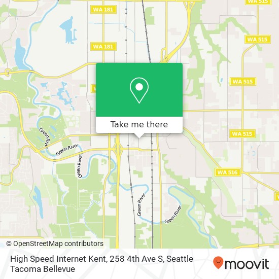 High Speed Internet Kent, 258 4th Ave S map