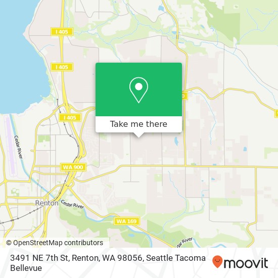 Mapa de 3491 NE 7th St, Renton, WA 98056