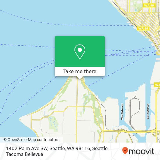 Mapa de 1402 Palm Ave SW, Seattle, WA 98116