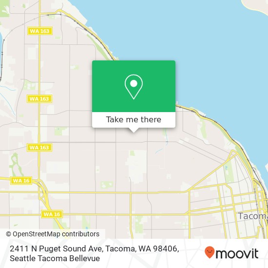 Mapa de 2411 N Puget Sound Ave, Tacoma, WA 98406