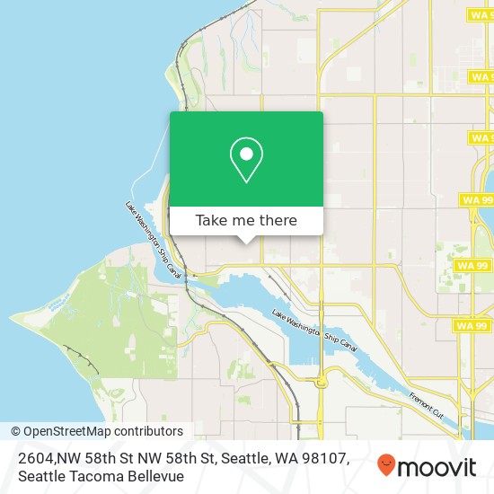 Mapa de 2604,NW 58th St NW 58th St, Seattle, WA 98107