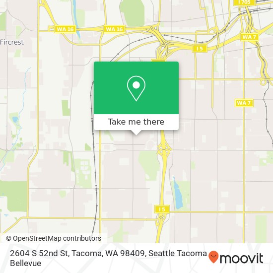 Mapa de 2604 S 52nd St, Tacoma, WA 98409