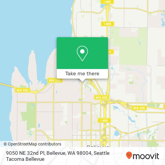 Mapa de 9050 NE 32nd Pl, Bellevue, WA 98004