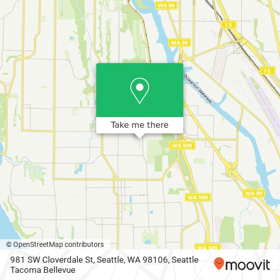 Mapa de 981 SW Cloverdale St, Seattle, WA 98106