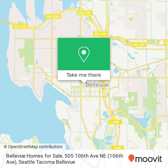 Mapa de Bellevue Homes for Sale, 505 106th Ave NE