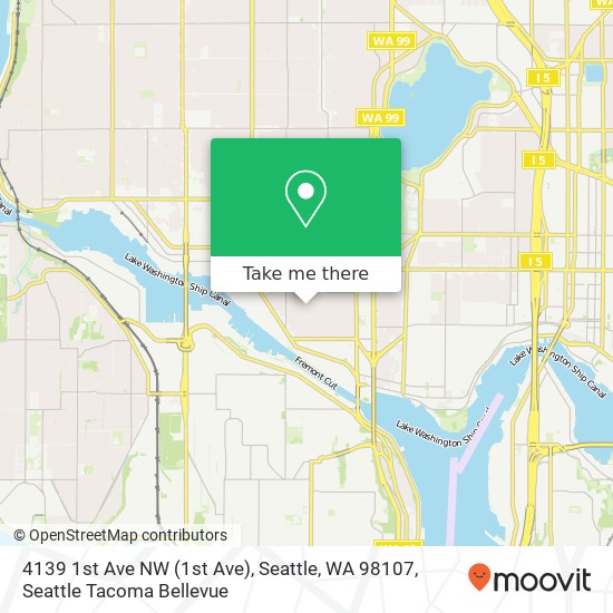 Mapa de 4139 1st Ave NW (1st Ave), Seattle, WA 98107