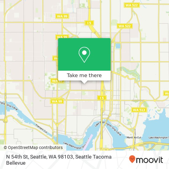 Mapa de N 54th St, Seattle, WA 98103