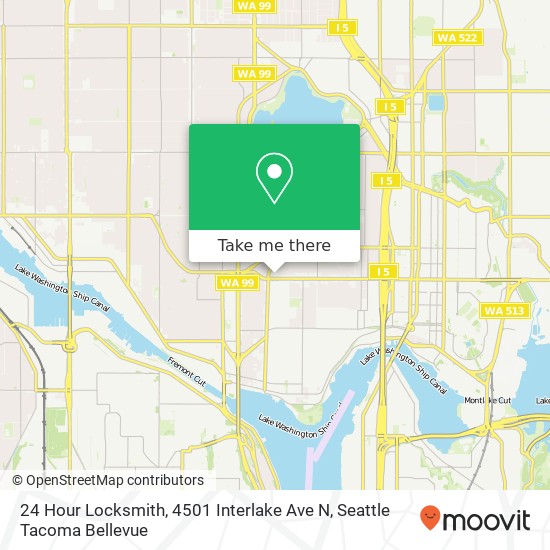 Mapa de 24 Hour Locksmith, 4501 Interlake Ave N