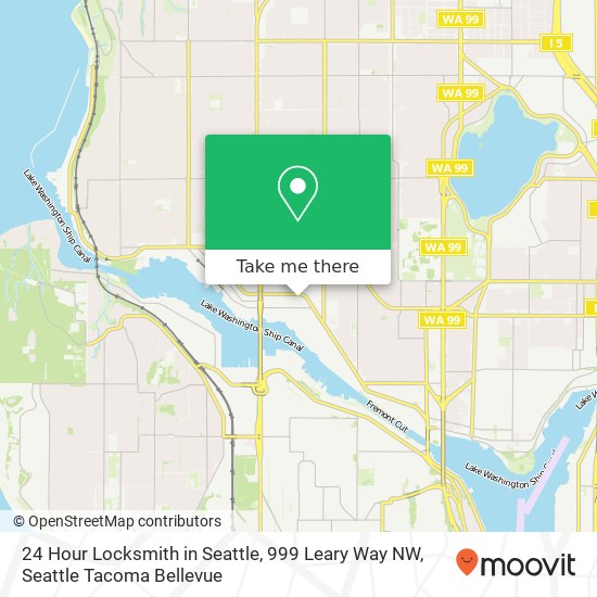 Mapa de 24 Hour Locksmith in Seattle, 999 Leary Way NW