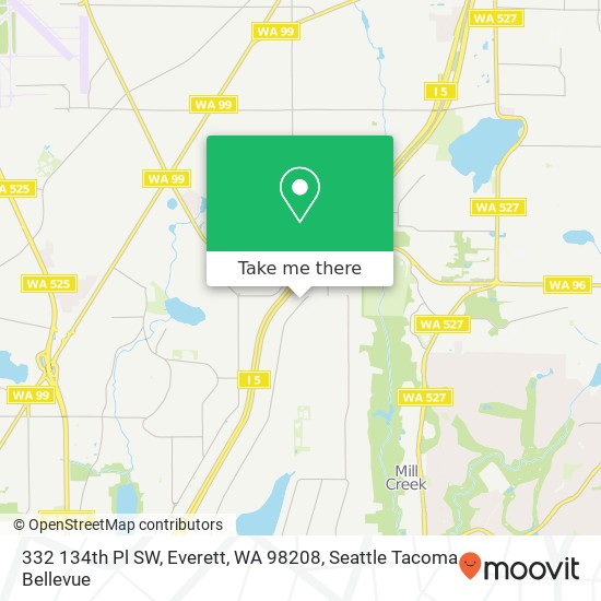 Mapa de 332 134th Pl SW, Everett, WA 98208