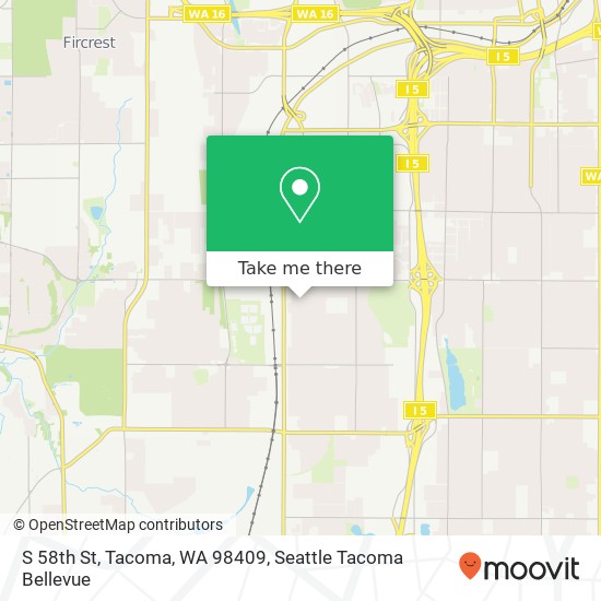 Mapa de S 58th St, Tacoma, WA 98409