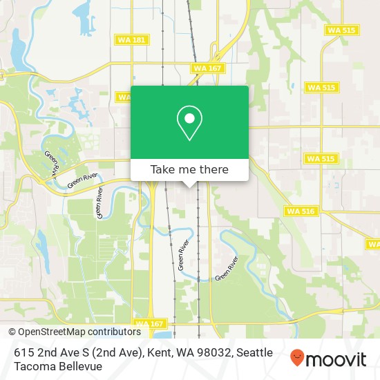 Mapa de 615 2nd Ave S (2nd Ave), Kent, WA 98032