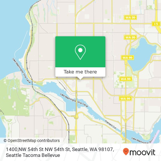 Mapa de 1400,NW 54th St NW 54th St, Seattle, WA 98107