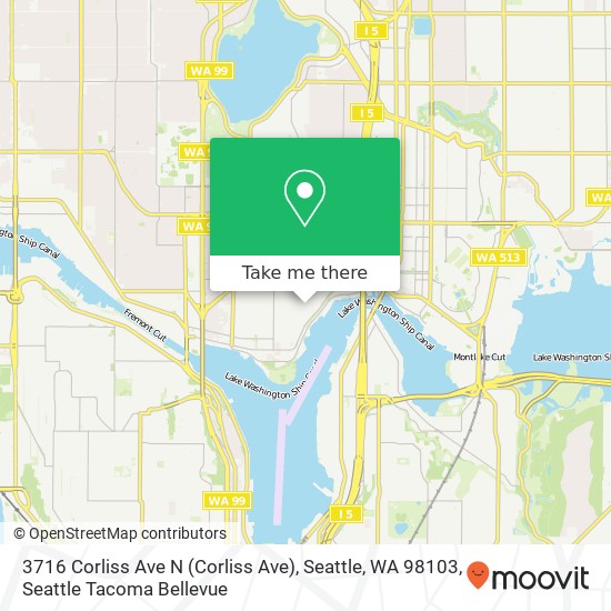 Mapa de 3716 Corliss Ave N (Corliss Ave), Seattle, WA 98103