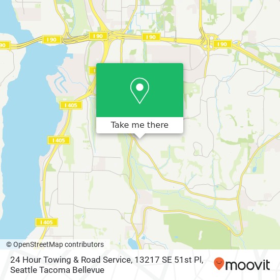 Mapa de 24 Hour Towing & Road Service, 13217 SE 51st Pl