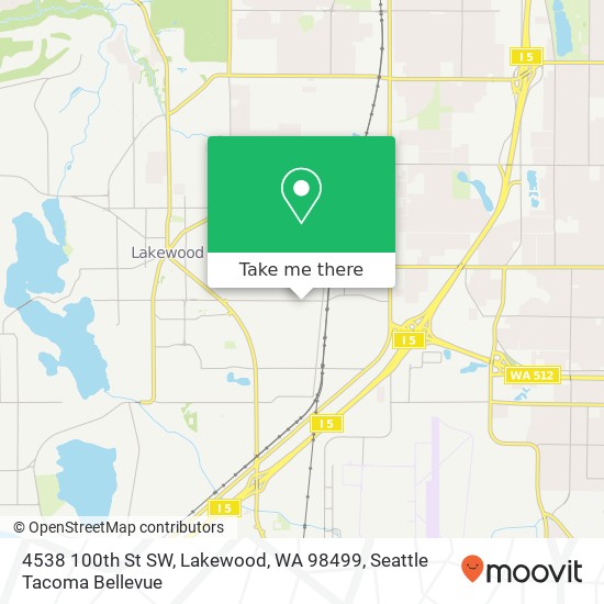 Mapa de 4538 100th St SW, Lakewood, WA 98499