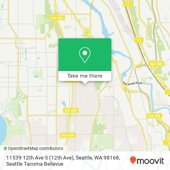 Mapa de 11539 12th Ave S (12th Ave), Seattle, WA 98168