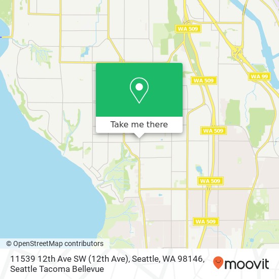 Mapa de 11539 12th Ave SW (12th Ave), Seattle, WA 98146