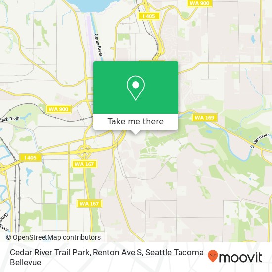 Mapa de Cedar River Trail Park, Renton Ave S