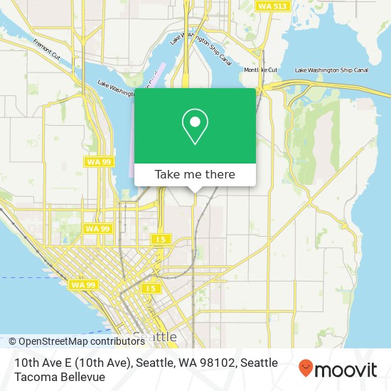 Mapa de 10th Ave E (10th Ave), Seattle, WA 98102