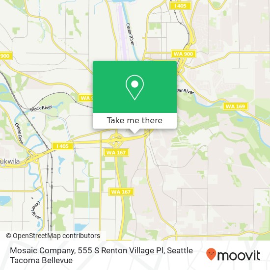 Mapa de Mosaic Company, 555 S Renton Village Pl