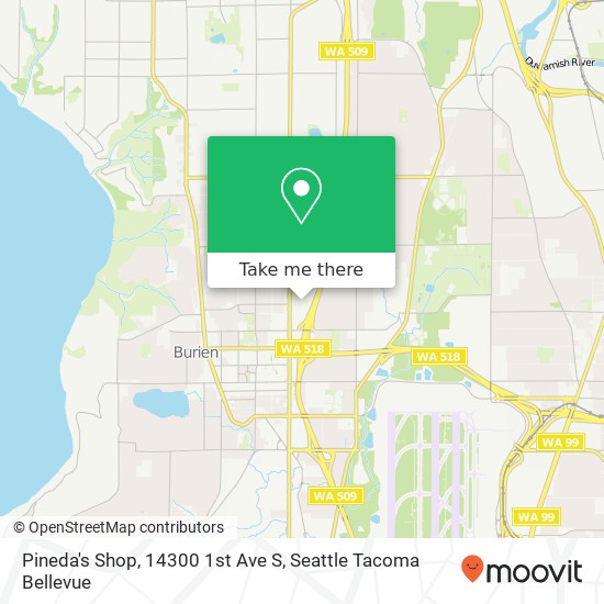 Mapa de Pineda's Shop, 14300 1st Ave S