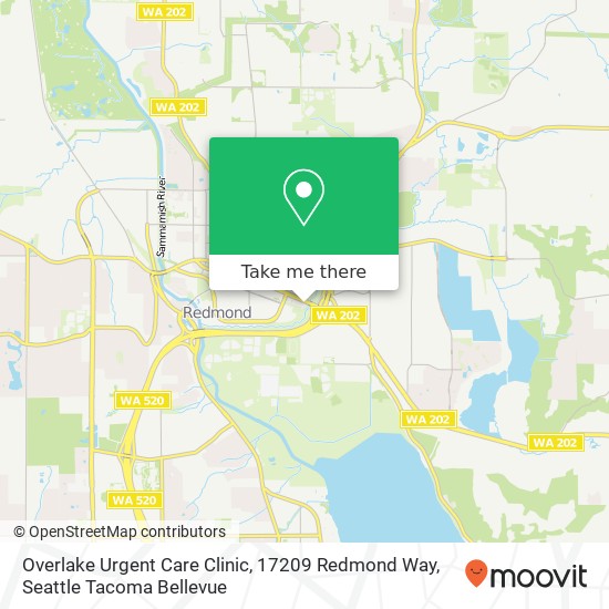 Overlake Urgent Care Clinic, 17209 Redmond Way map