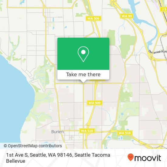 Mapa de 1st Ave S, Seattle, WA 98146