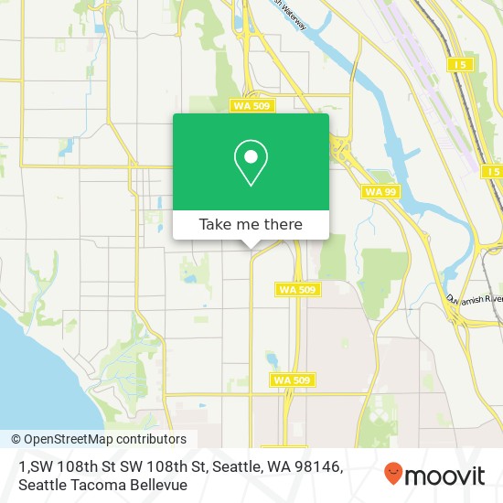 Mapa de 1,SW 108th St SW 108th St, Seattle, WA 98146