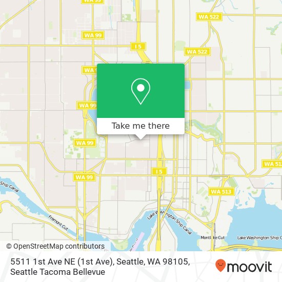 Mapa de 5511 1st Ave NE (1st Ave), Seattle, WA 98105