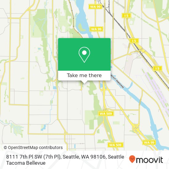 Mapa de 8111 7th Pl SW (7th Pl), Seattle, WA 98106