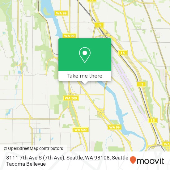 Mapa de 8111 7th Ave S (7th Ave), Seattle, WA 98108