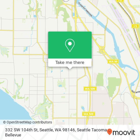 Mapa de 332 SW 104th St, Seattle, WA 98146