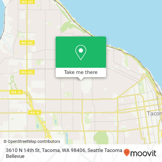 Mapa de 3610 N 14th St, Tacoma, WA 98406
