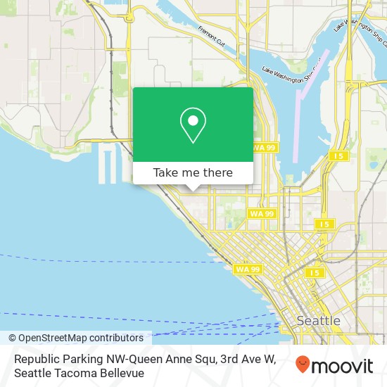 Mapa de Republic Parking NW-Queen Anne Squ, 3rd Ave W