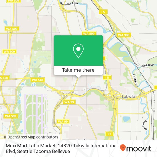 Mapa de Mexi Mart Latin Market, 14820 Tukwila International Blvd